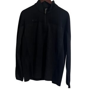 Oakley Quarter Zip Pullover Black Grey Stripe Men's Size Medium
